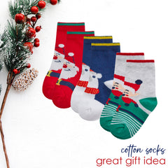 Babies Cotton Rich Christmas Design Socks 3 Pairs Santa