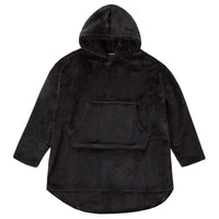 Kids Flannel Fleece Oversize Hoodie with Contrasting Borg Hood Lining Black