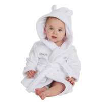 Personalised Baby Bear Ears White Robe