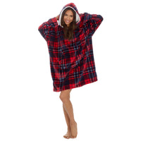 MINI ME Womens and Girls Matching Blanket Hoodie Red Check