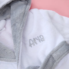 Personalised Baby Contrast White Robe