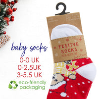 Babies Cotton Rich Christmas Design Socks 3 Pairs Teddy