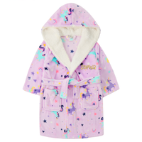 Personalised Girls Purple Unicorn Hooded Dressing Gown with Gold Thread Embroidery