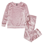 Girls Crushed Velvet Pink Lounge Set