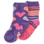 Baby Girls Sherpa Slipper Socks with Grippers Purple Stripe
