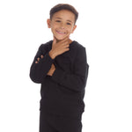 Boys Plain Cotton Rich Tracksuit Sweatshirt and Joggers Set Black