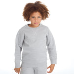 Boys Girls Plain Cotton Rich Tracksuit Sweatshirt and Joggers Set Grey	