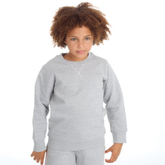 Boys Girls Plain Cotton Rich Tracksuit Sweatshirt and Joggers Set Grey	