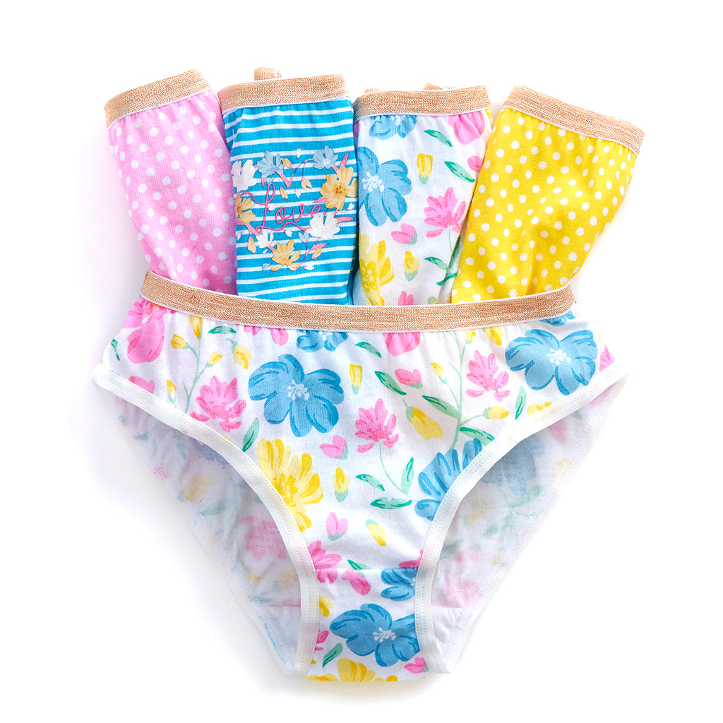 Girls 100% Cotton Floral Briefs 5 Pack