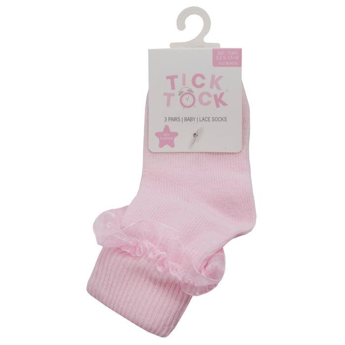 Baby Lace Pink Socks 3 Pairs
