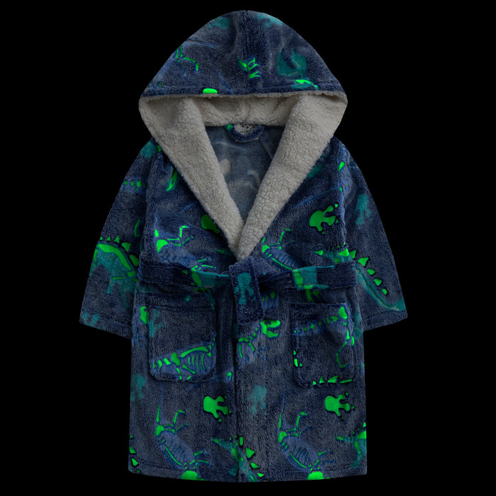 Boys Glow In the Dark Dino Hooded Dressing Gown