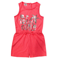 Neon Pink Playsuit with Foil Slogan