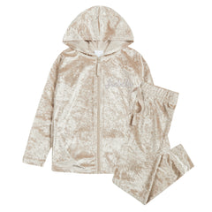 Personalised Girls Gold Hooded Crushed Velvet Lounge Set