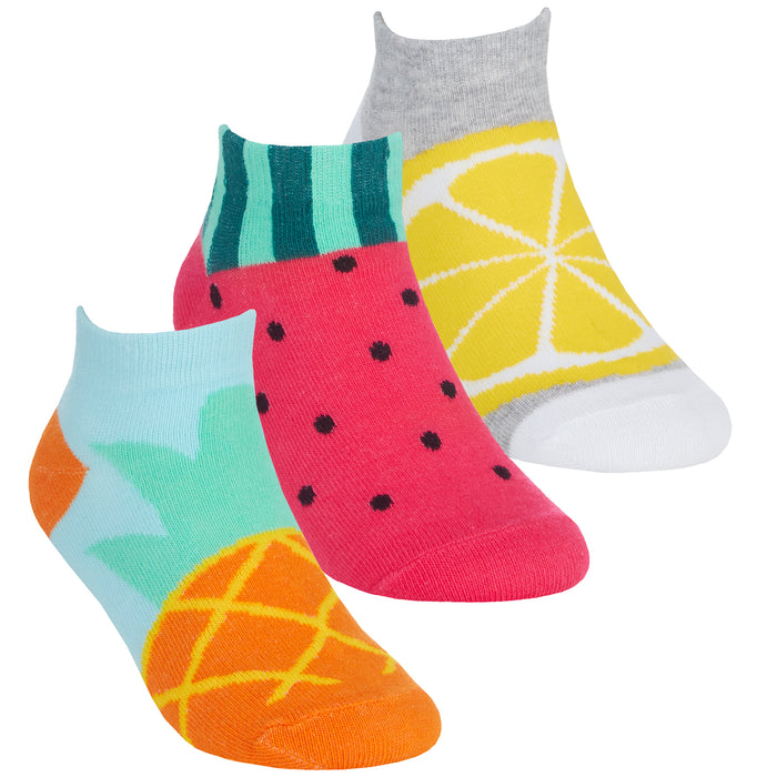 Girls Fruity Animals Trainer Liner Low Cut Ankle Socks
