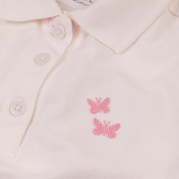 Girls Butterfly Polo Shirt Cream