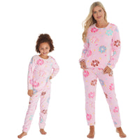 MINI ME Womens and Girls Pink Donut Matching Pyjamas