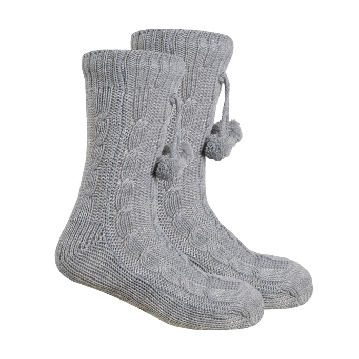 MINI ME Womens and Girls Grey Knitted Matching Socks