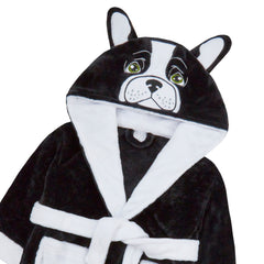 Boys French Bulldog Novelty Robe Black