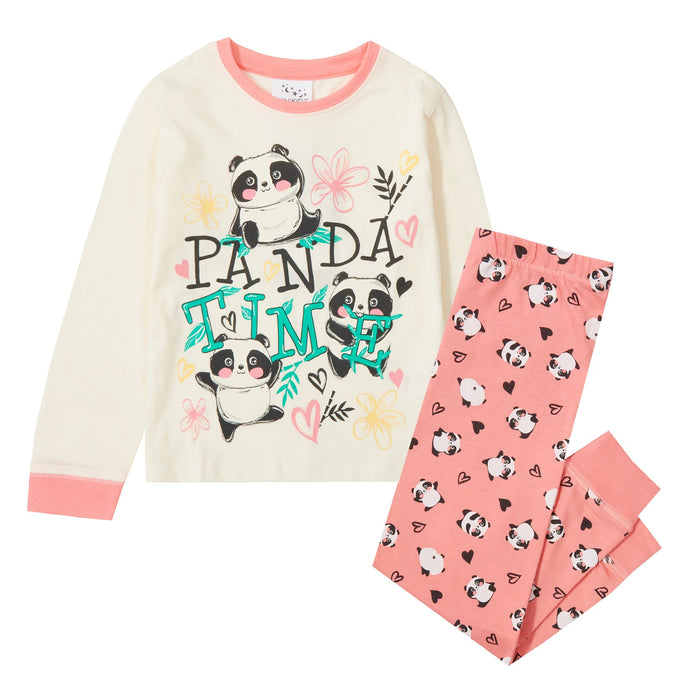Girls Panda Heart Pyjama Set Minikidz