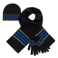 Boys Black Hat Scarf and Gloves Set