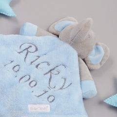Personalised Baby Elephant Blue Comforter