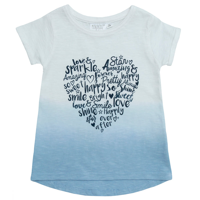 Girls Summer T-Shirt Novelty Printed Top Blue