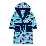 Boys Blue Dino Camo Robe