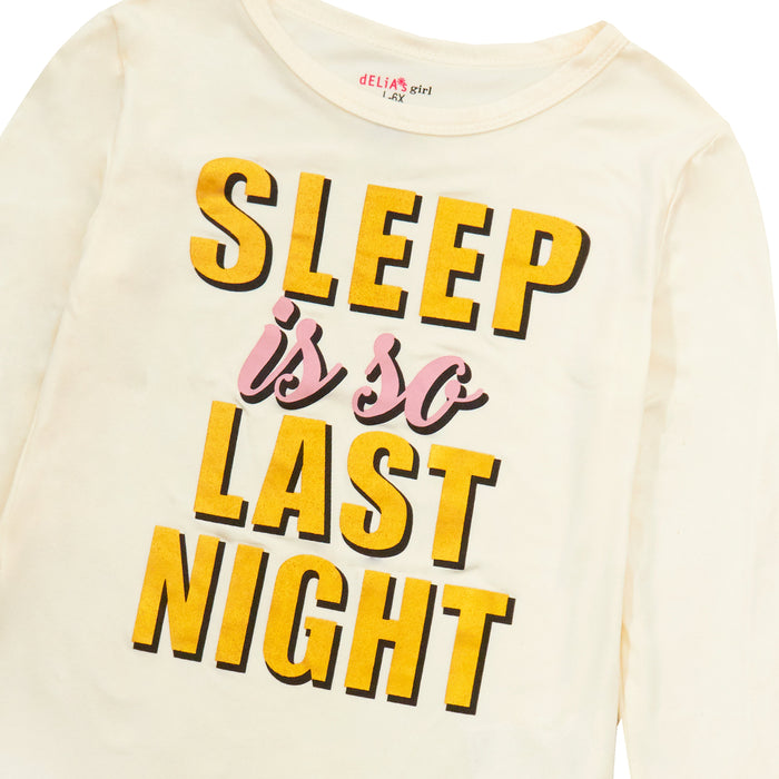 Long Sleeved Slogan Pyjamas Cream