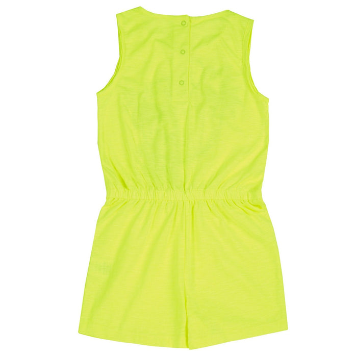 Neon Yellow Playsuit with Foil Slogan
