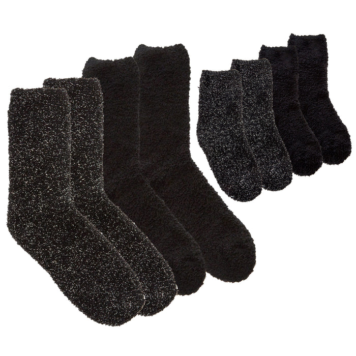 MINI ME Womens and Girls 4 Pairs Black Matching Bed Socks
