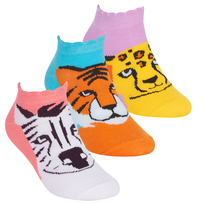 Girls Fruity Animals Trainer Liner Low Cut Ankle Socks