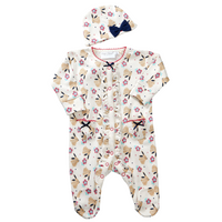 Baby Bunny Printed Sleepsuit and Hat 2 Piece Set