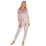 MINI ME Womens and Girls Pink Crushed Velvet Matching Onesie