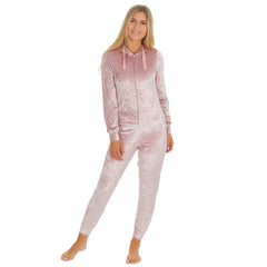 MINI ME Womens and Girls Pink Crushed Velvet Matching Onesie