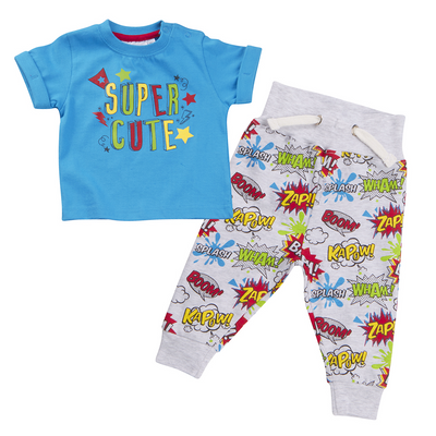 Baby Boys Comic Superhero Top and Jogpants Set