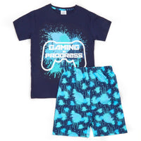 'Gaming in Progress' Blue Paint Splatter Boys Pyjama Set