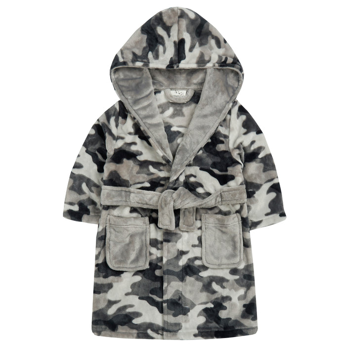 Boys Hooded Camo Dressing Gown
