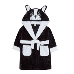 Boys French Bulldog Novelty Robe Black