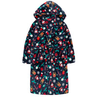 Boys Navy Hooded Xmas Dressing Gown