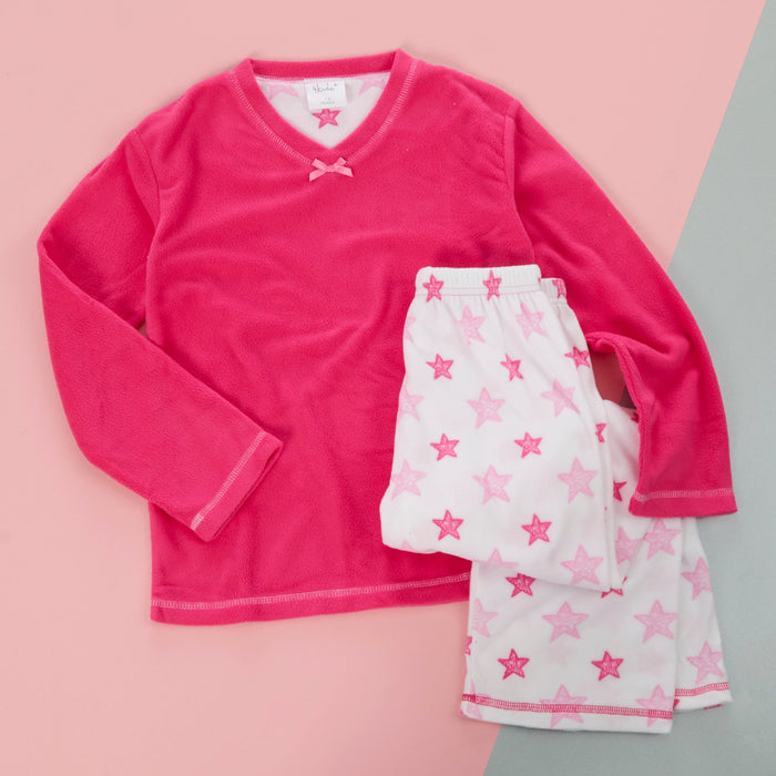 Girls Pink Stars Pyjama Set