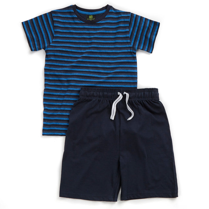 Boys Navy Blue Striped Pyjama Set
