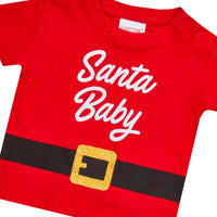 Baby Girls Boys Santa Baby Novelty T-Shirt Red
