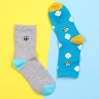 Girls Bee Embroidered Bamboo Ankle Socks 3 Pairs