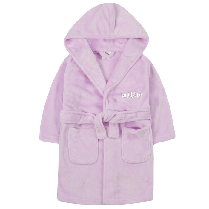 Girls Personalised Hooded Lilac Robe