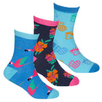 Girls Tropical Fruity Mid-Calf Crew Novelty Socks 3 Pairs