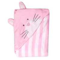 Baby Teddy Hooded Pink Blanket