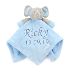 Personalised Baby Elephant Blue Comforter