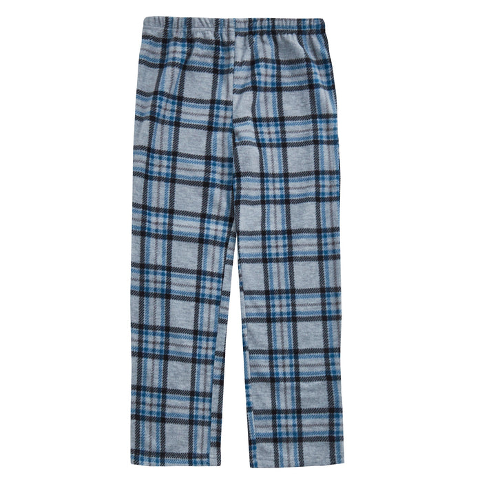 Boys Warm Fleece Top Checked Pant Pyjama Set Black
