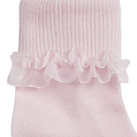 Lace Frill Ankle 3 Pairs Socks Pink