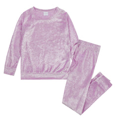 MINI ME Womens and Girls Lilac Crushed Velvet Matching Pyjama Sets